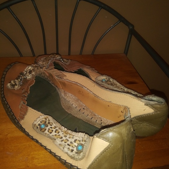 RARE Video Bohemian Leather Fur Flats Sz 8.5 / 9 - Picture 7 of 8